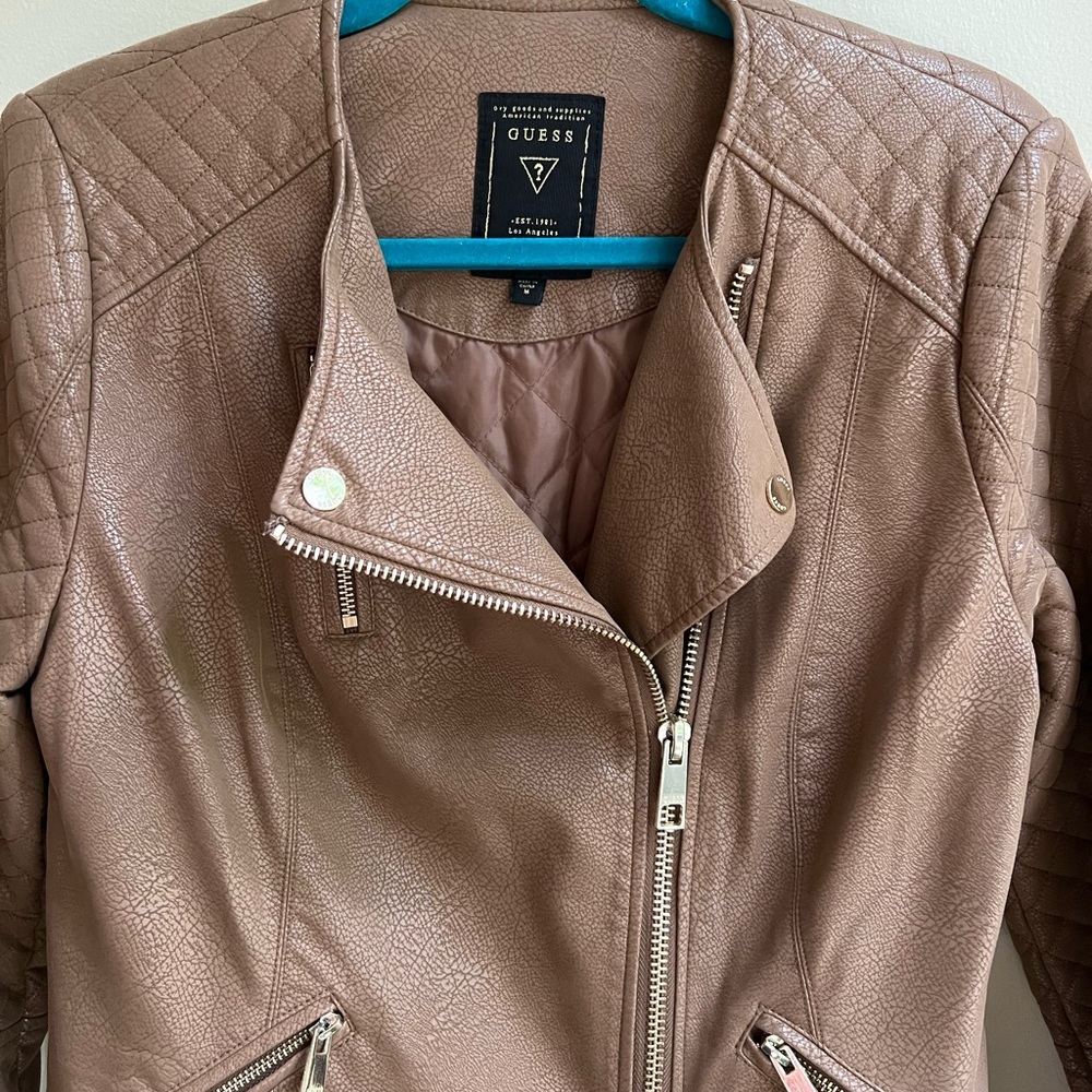 Brown Leather Guess Jacket - image 2